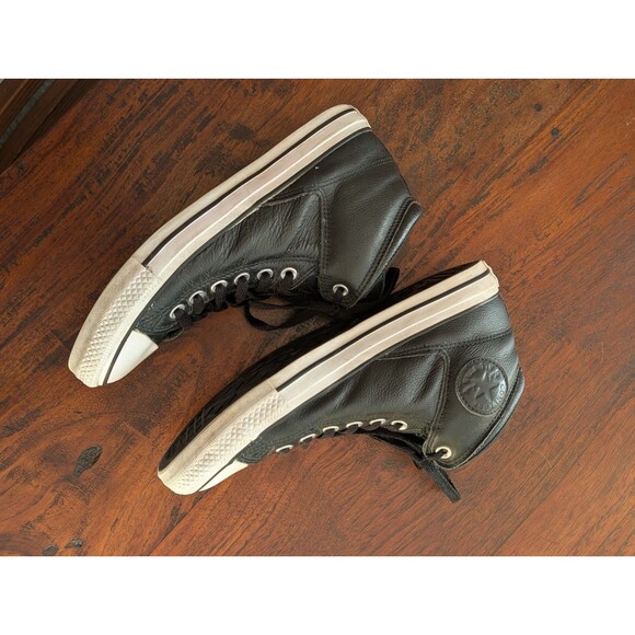 Converse Chuck Taylor All-Star High Street Black Leather Mid-Rise Shoes M7 W8 - Picture 4 of 10